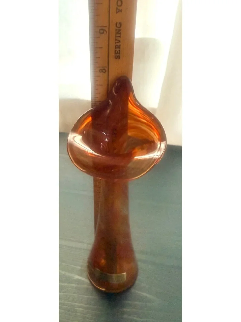 Handmade Glass Swirled Mushroom Sculpture By Becraft From The Ozarks - Amber Ton